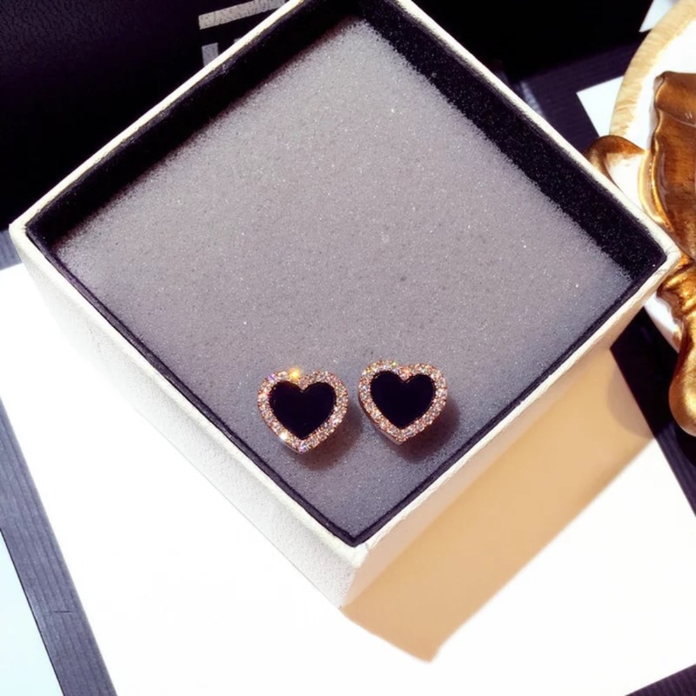 Earring heart luxury cubic zirconia rose gold womens stud